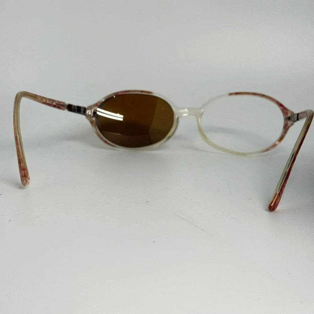 Yves Saint Laurent Vintage Oval Eyeglass Frames Marbled Red Gold Y825 Italy